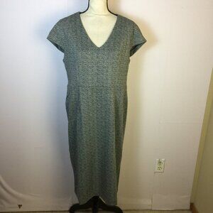 New! Spencer + Shaw Sheath Dress XL Black White Herringbone Knit Cap Sleeve